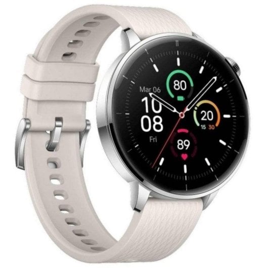 OnePlus Watch 3 GPS NFC 43mm AMOLED Acier Inox Argent Bracelet Blanc M Étanche 5ATM IP68 SpO2