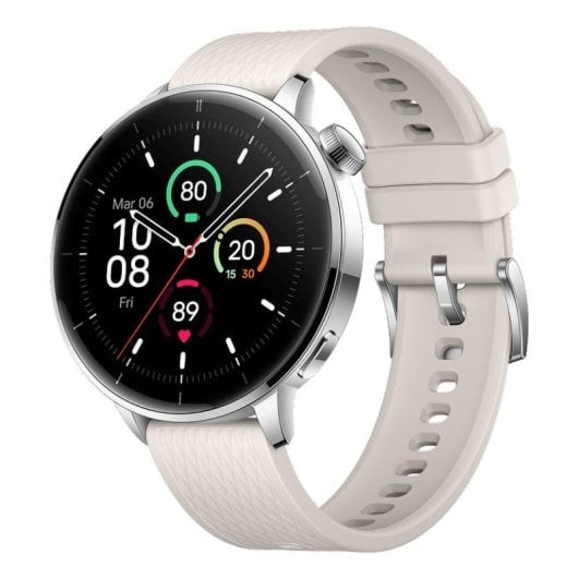 OnePlus Watch 3 GPS NFC 43mm AMOLED Acier Inox Argent Bracelet Blanc M Étanche 5ATM IP68 SpO2