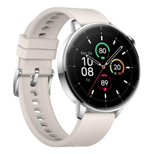 OnePlus Watch 3 GPS NFC 43mm AMOLED Acier Inox Argent Bracelet Blanc M Étanche 5ATM IP68 SpO2