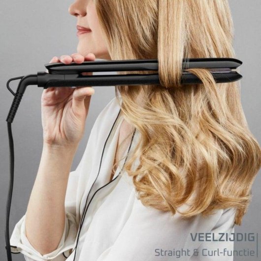 Plancha de pelo Rowenta Optiliss SF3320 230°C 10 niveles de temperatura LED Placas cerámicas cable 360° Negro