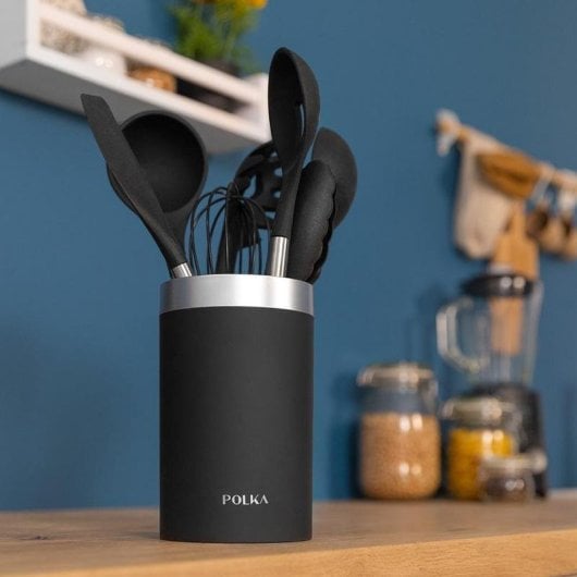 Küchenutensil-Set Cecotec Polka 9-teilig Silikon Schwarz BPA-frei Holzgriff