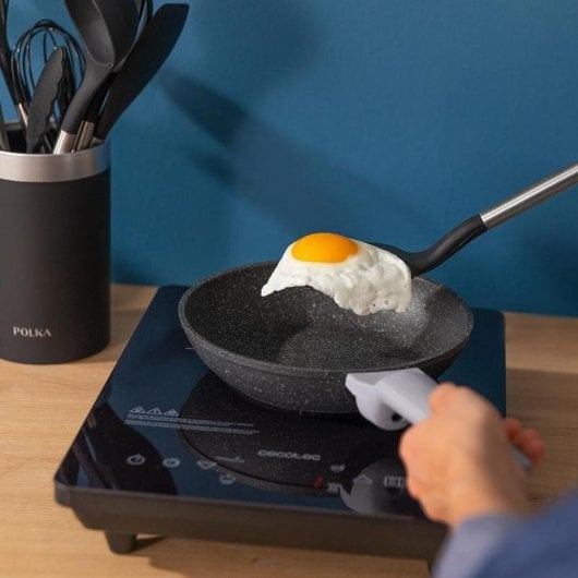 Küchenutensil-Set Cecotec Polka 9-teilig Silikon Schwarz BPA-frei Holzgriff