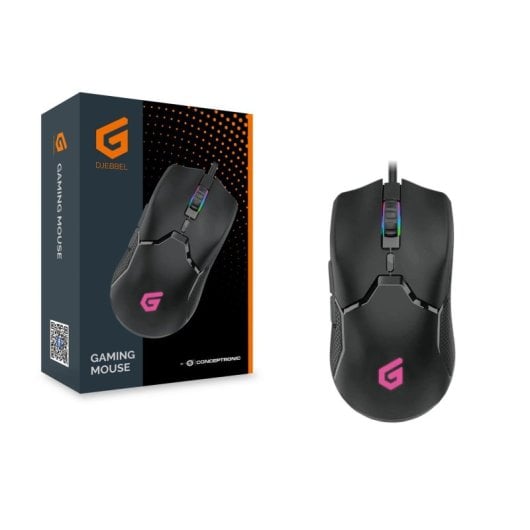Ratón Conceptronic DJEBBEL05B USB 7200DPI Negro RGB 6 Botones Ergonomía Gaming