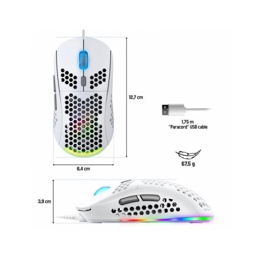Ratón Spirit of Gamer PRO-M4 ARTIC USB 12800 DPI Blanco Iluminación 6 Botones