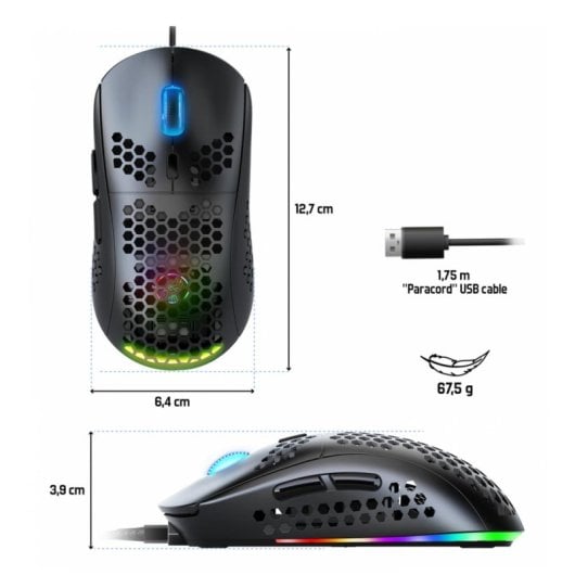 Ratón Spirit of Gamer PRO-M4 DARK USB 12800DPI Negro RGB 6 Botones