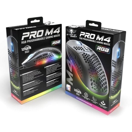Ratón Spirit of Gamer PRO-M4 DARK USB 12800DPI Negro RGB 6 Botones