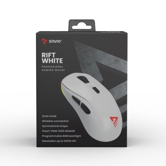 Ratón Savio Rift White Dual Mode Inalámbrico Bluetooth 10000DPI RGB Blanco Ultraligero