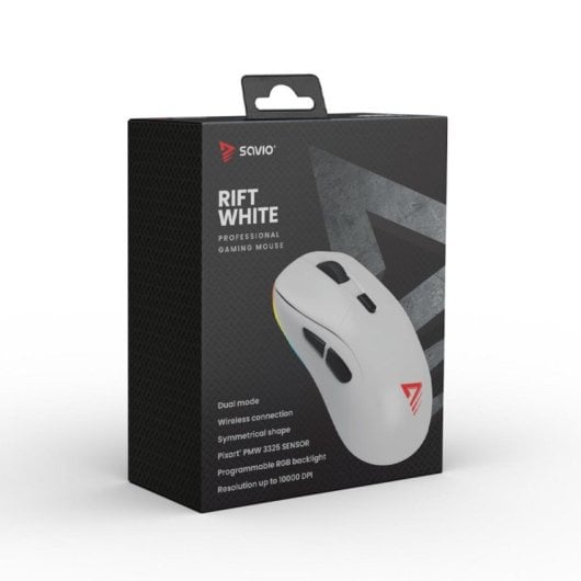 Ratón Savio Rift White Dual Mode Inalámbrico Bluetooth 10000DPI RGB Blanco Ultraligero