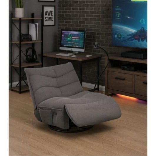 Sillón gamer Dami 360º Relax eléctrico tejido 3D con brazo articulado y balancín giratorio Gris