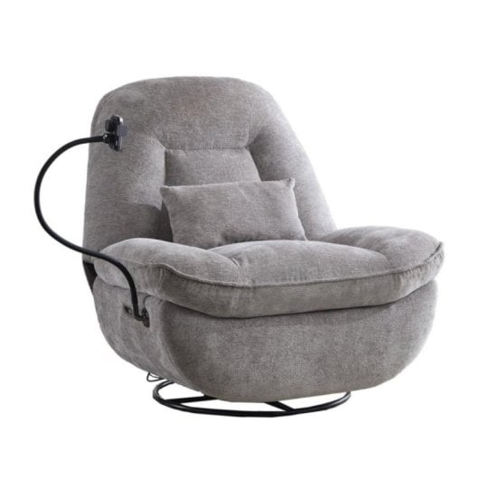 Home Heavenly Ermi Sillón Confort Gama G Función Giratoria Efecto Balancín Soporte Móvil Gris