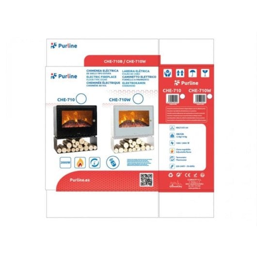 Chimenea Eléctrica QUO de Suelo con Estante 2000 W estilo moderno