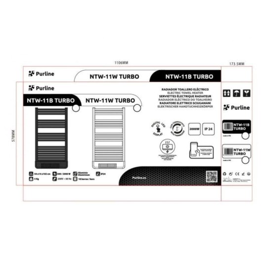 Radiador toallero QUO calefactor integrado con control WiFi