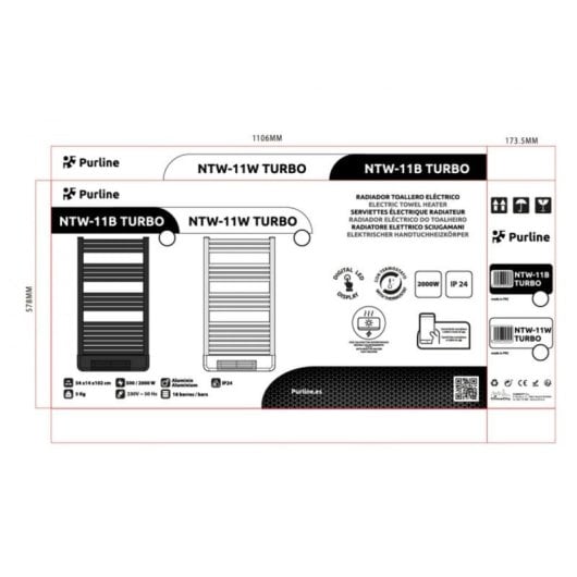 Radiador toallero QUO calefactor integrado con control WiFi
