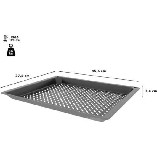 Griglia in acciaio Bosch HEZ629070 per forno, 455 mm x 375 mm x 34 mm, colore nero
