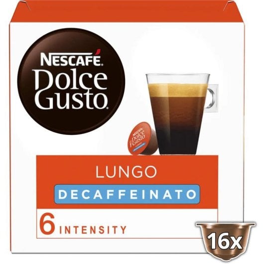 Cápsula de café Nescafé Dolce Gusto Caffe Lungo descafeinado 100% Arabica 6/11 16 unidades