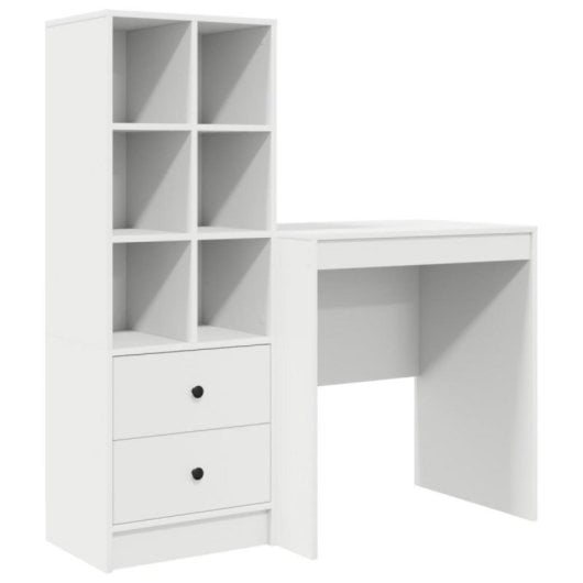 Escritorio vidaXL Madeira 6 Compartimentos 2 Cajones Blanco 76x70x50 cm