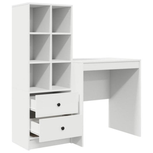 Escritorio vidaXL Madeira 6 Compartimentos 2 Cajones Blanco 76x70x50 cm