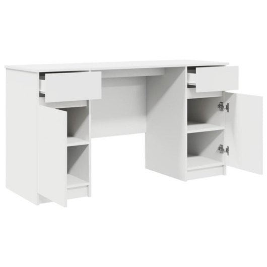 Escritorio Vidaxl Rhima 2 Cajones 2 Puertas Blanco 140x49x76 cm Madera Estudio