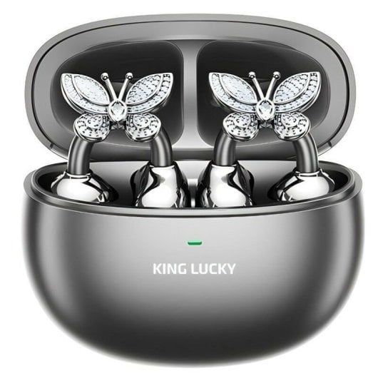 Auriculares Kinglucky inalámbricos Bluetooth 5.4 con Cancelación de Ruido y micrófono, resistencia IPX5 negros y platead