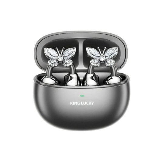Auriculares Kinglucky inalámbricos Bluetooth 5.4 con Cancelación de Ruido y micrófono, resistencia IPX5 negros y plateados