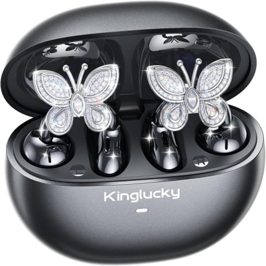 Auriculares Kinglucky inalámbricos Bluetooth 5.4 con Cancelación de Ruido y micrófono, resistencia IPX5 negros y platead