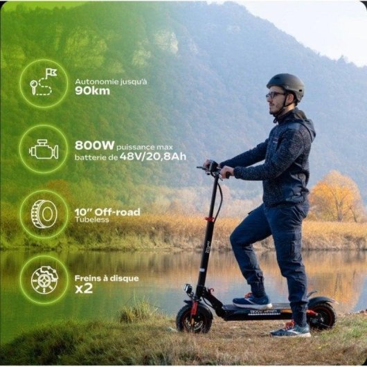 Patinete électrique EZWAY Eboost Infinity 500W Autonomie 40km Roues 10" Disques Suspension Noir