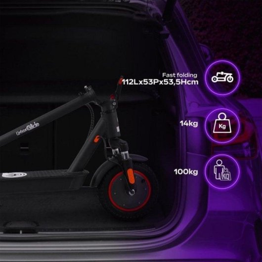 Monopattino elettrico UrbanGlide Ride 100MAX PLUS 250W Ruote 10'' Autonomia 25km Doppie sospensioni Nero Freni a disco