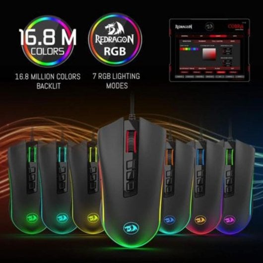 Ratón REDRAGON M711 COBRA CHROMA Cableado 10000DPI Negro RGB 9 Botones Programables