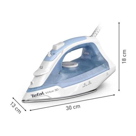 Plancha Tefal Virtuo 30 FV2C41E0 suela cerámica 2000 W 27 g/min azul/blanca