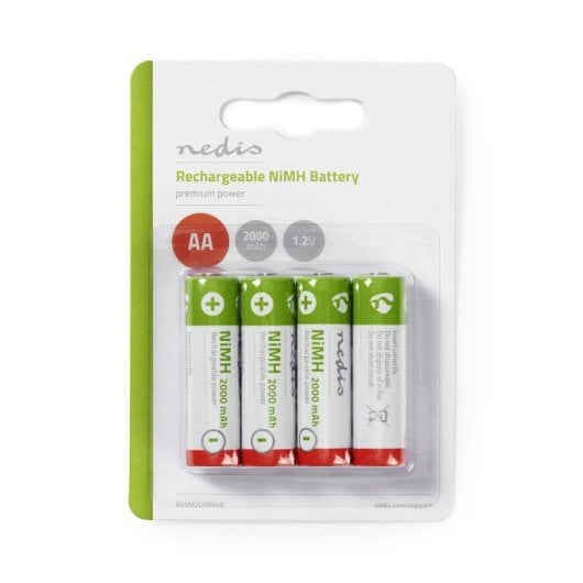 Nedis BANM20HR64B AA NiMH 2000 mAh 1,2 V wiederaufladbarer Akkupack 4 Einheiten