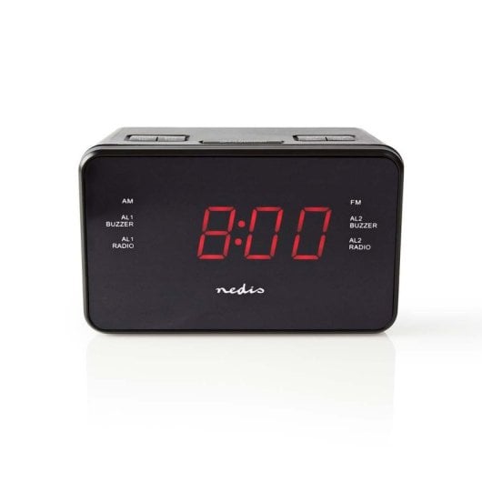 Digitaler Radiowecker Nedis CLAR002BK, Rechteckig, Schwarz, AM/FM, Doppelalarm, LED-Anzeige