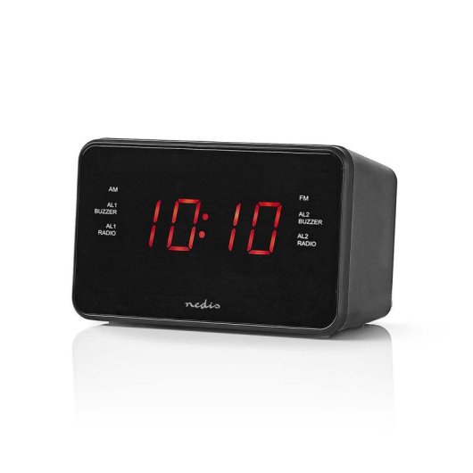 Digitaler Radiowecker Nedis CLAR002BK, Rechteckig, Schwarz, AM/FM, Doppelalarm, LED-Anzeige