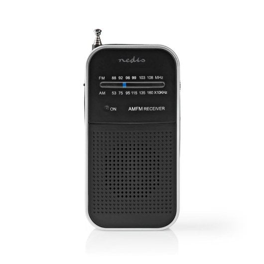 Radio portátil Nedis RDFM1110SI AM FM analógica negra altavoz y auriculares