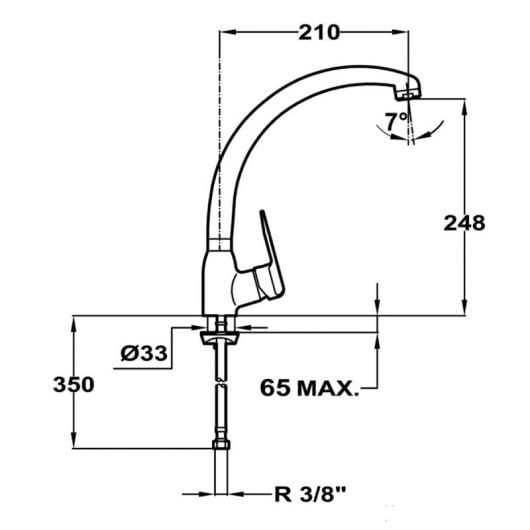 Grifo cocina Teka IN 914 caño giratorio cromo altura 24,8 cm anticalcáreo