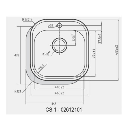 Fregadero Cata CS-1 Acero Inoxidable Rectangular 462 x 442 mm 1 seno