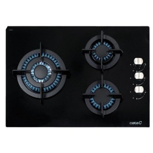 Placa de gas CATA CCI 5003 BK 59 cm 3 zonas vidrio templado negro integrado
