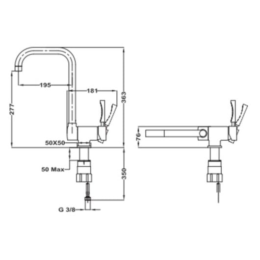 Küchenarmatur Teka MT PLUS MTP 984, Pull-down, Chrom, Einhebel, L-Typ