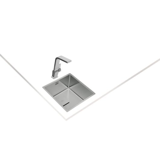 Lavello da incasso quadrato in acciaio inox 440 x 440 mm con tecnologia SilentSmart e Lifetime Warranty