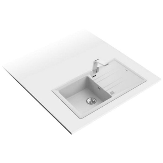 Fregadero Teka Stone 50 B-TG Empotrado Blanco 1 Seno Escurridor Reversible 860x510 mm
