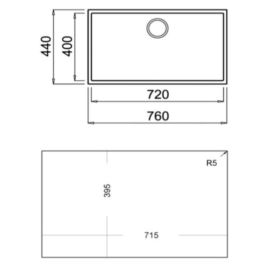 Fregadero Teka Square 72.40 TG negro 1 seno Tegranite+ bajo encimera 720x400 mm