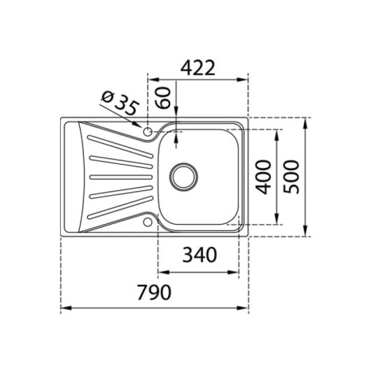 Fregadero Teka StarBright 45 E-XP 1C 1E Acero Inoxidable Rectangular 1 Seno Escurridor Derecho