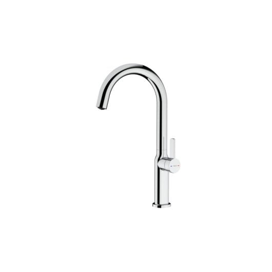 Miscelatore standard monocomando Teka Oval 915 cromato girevole con beccuccio Tipo C, cartuccia ceramica, attacco 3/8"