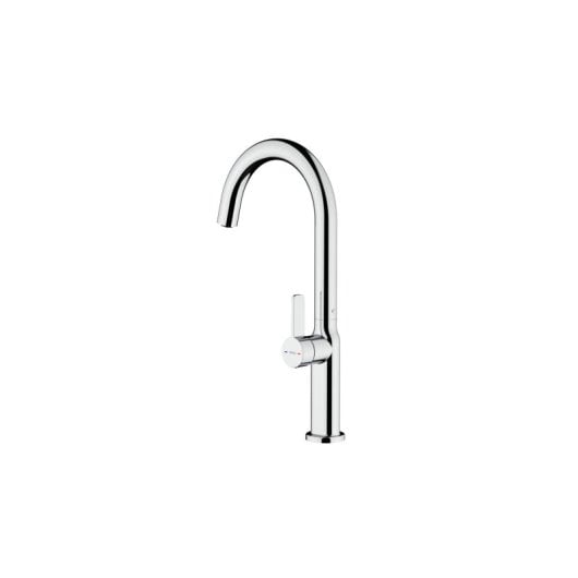 Miscelatore standard monocomando Teka Oval 915 cromato girevole con beccuccio Tipo C, cartuccia ceramica, attacco 3/8"