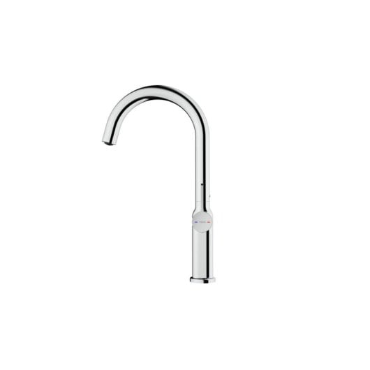 Miscelatore standard monocomando Teka Oval 915 cromato girevole con beccuccio Tipo C, cartuccia ceramica, attacco 3/8"