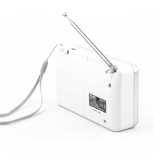 Radio personal ELBE RF-49-USB digital blanca con lector USB SD batería recargable