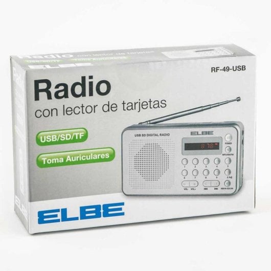 Radio personal ELBE RF-49-USB digital blanca con lector USB SD batería recargable