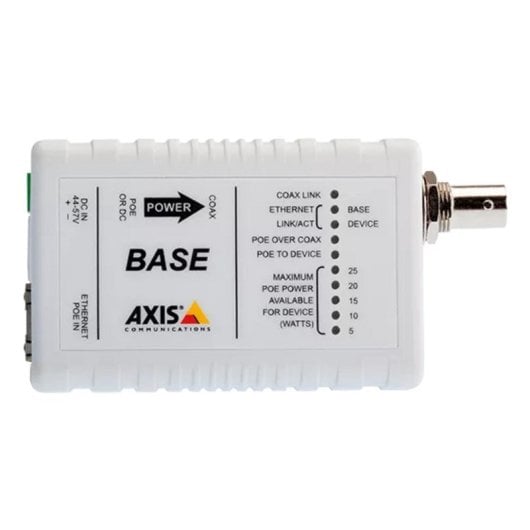 Alimentatore Axis PoE+ tramite cavo coassiale T8641 compatibile con AXIS T8640 Bianco cablato