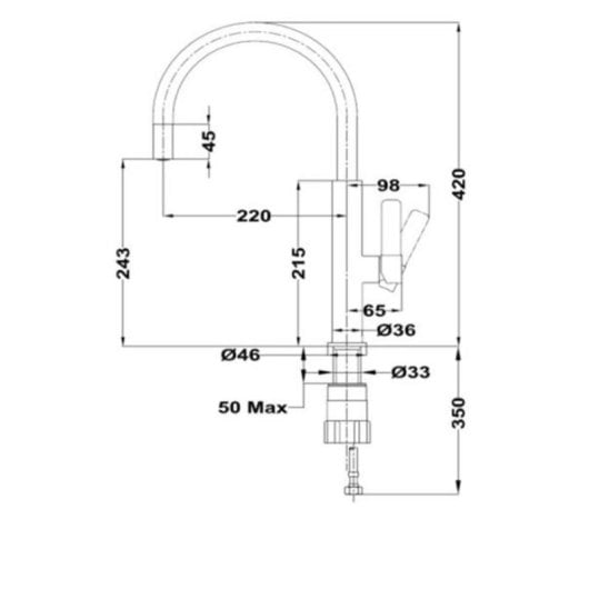 Grifo Teka TOP FOT 995 Pull-Out Cromo Palanca Sencillo 3/8" Tipo C