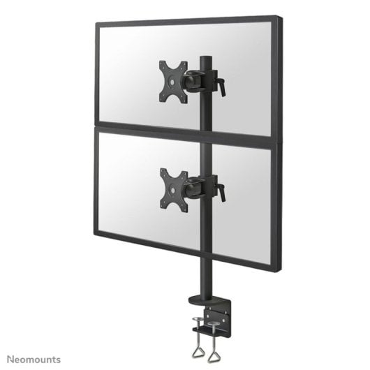 Supporto da scrivania Neomounts FPMA-D700DV per doppio monitor, 10-27"/6 kg, regolazione in altezza, VESA 75x75-100x100, nero