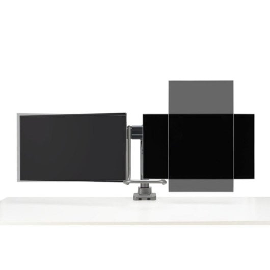 Genérica Doppel Monitor Tischhalterung SmartFit, 32", 18 kg, Höhenverstellung, Grau